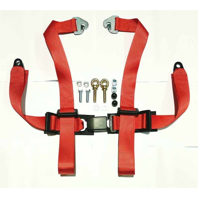 4 Point Harness with 2" strap Red